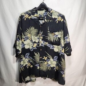 Tommy Bahama 100% Silk Tropical Hawaiian Floral Button Up Shirt Medium Size XXL